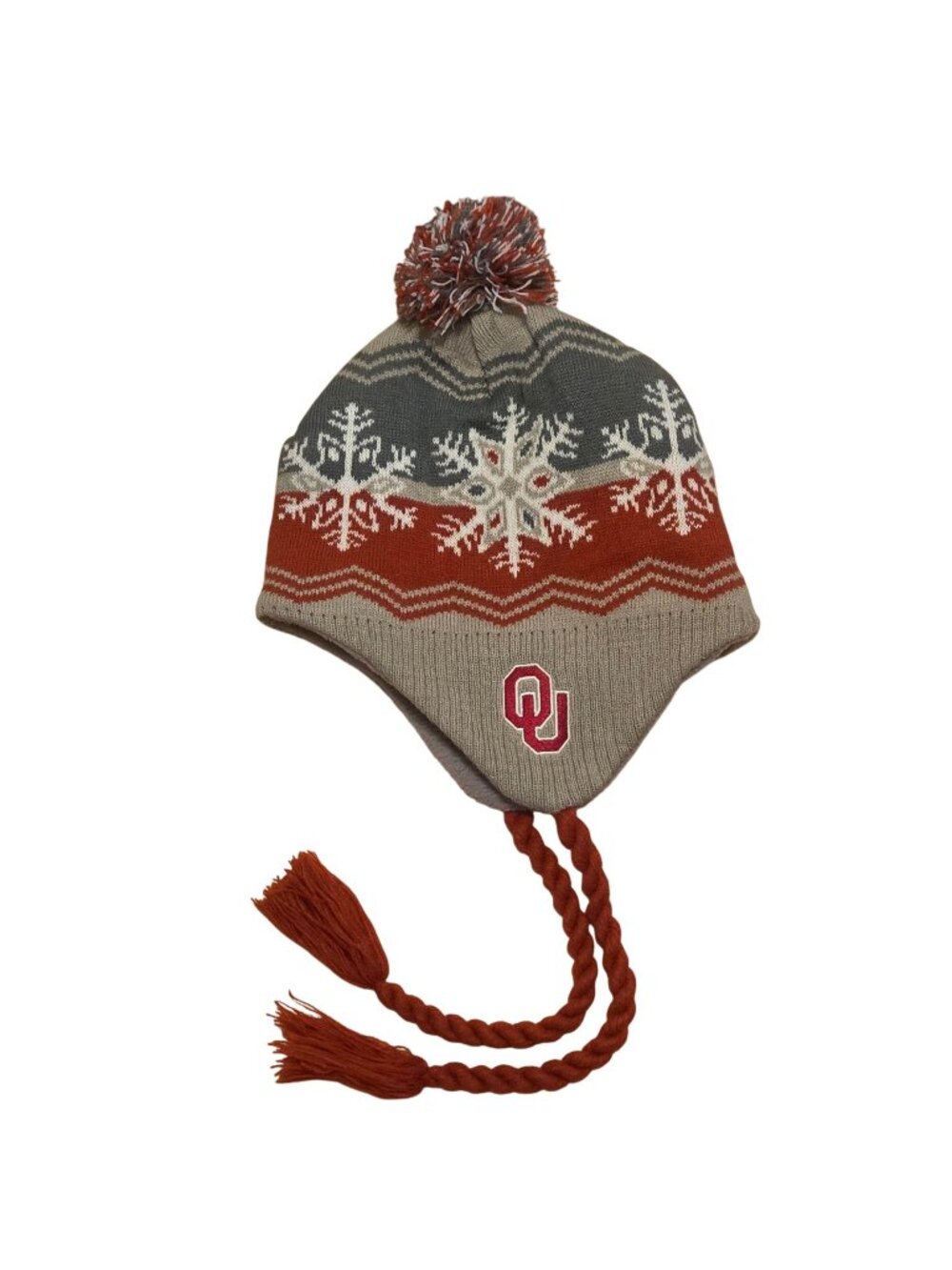OU Sooners Snowflake Knit Beanie Hat Oklahoma University Captivating Headwear
